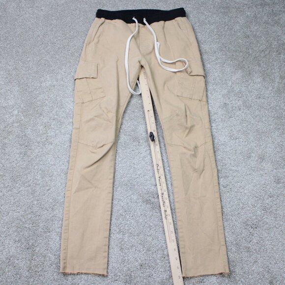 MNML Jogger Pants Mens Medium Beige Drawstring Cotton Stretch Straight Leg - Picture 3 of 11